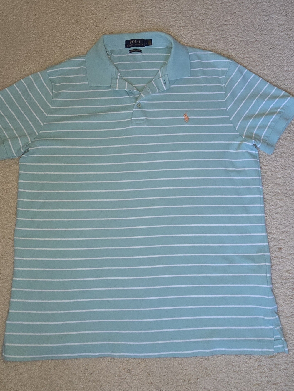 Polo by Ralph Lauren Light Mint Green and White Striped Polo